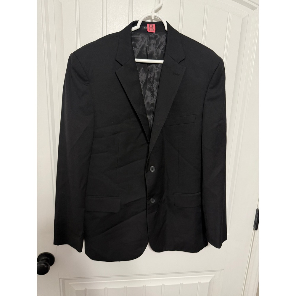 Pronto Uomo Wool Blazer Mens 42 Regular Platinum Solid Black Two Button EUC